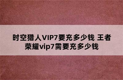 时空猎人VIP7要充多少钱 王者荣耀vip7需要充多少钱